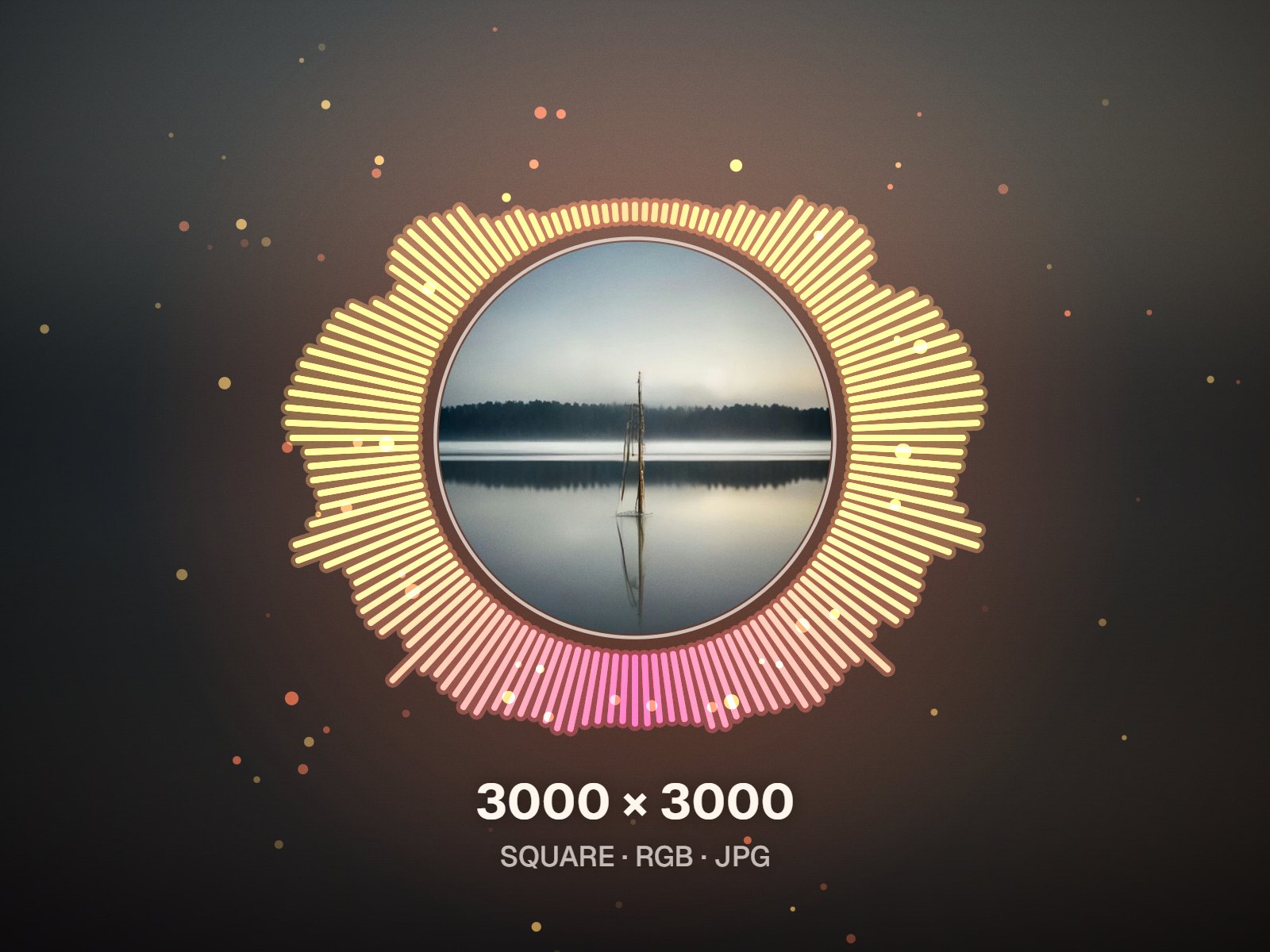 Halo visualizer ringing a square lake cover, captioned 3000 × 3000, square, RGB, JPG