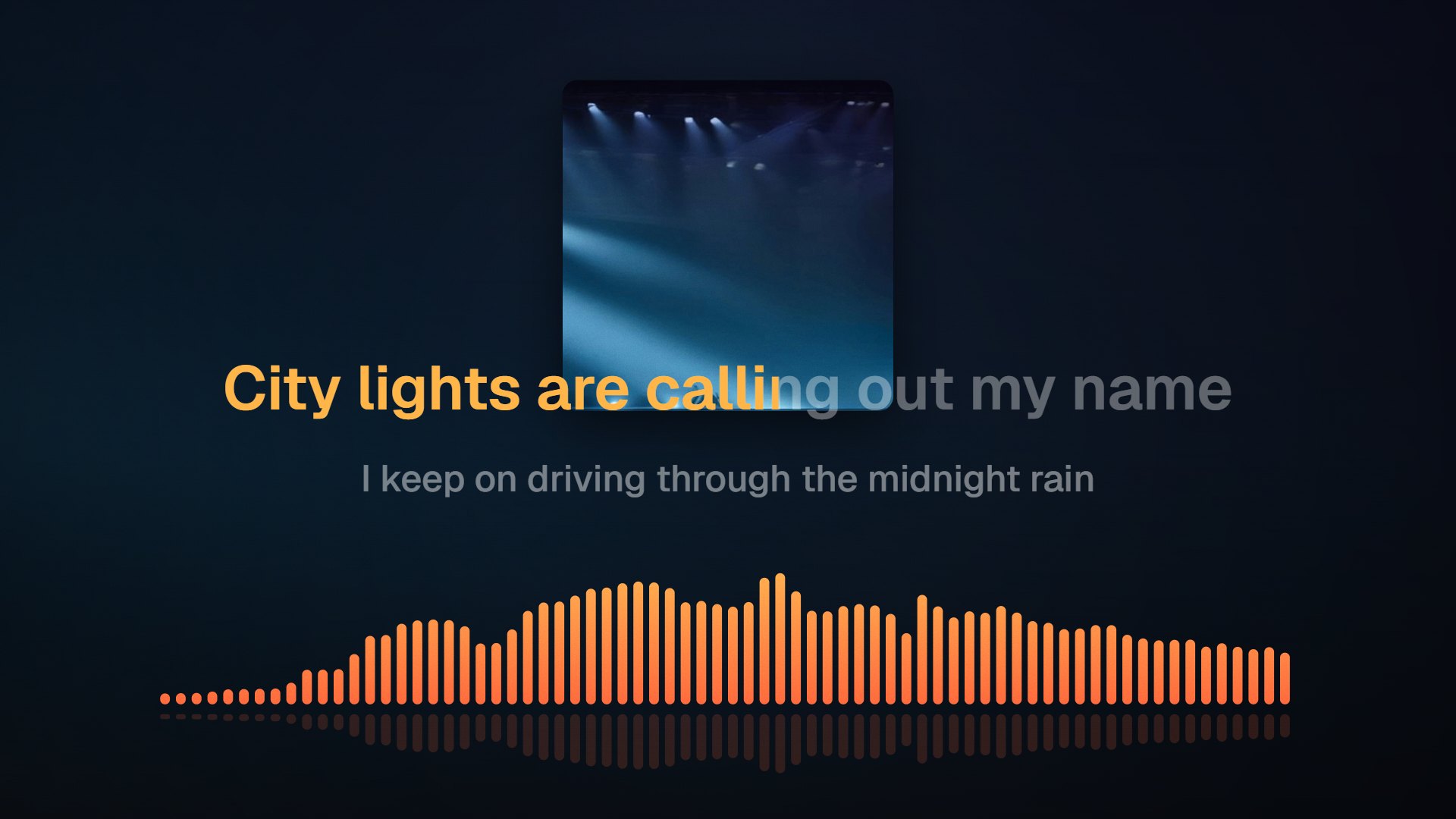 Vocals on and off switch beside two audio stems crossfading under a single lyric line